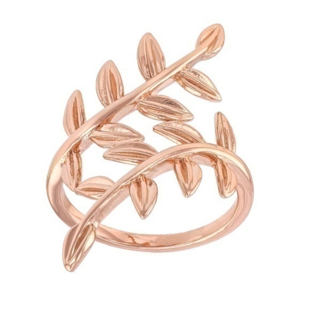 Copper Leaf Design Crossover Ring